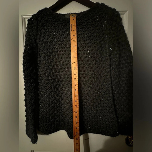 ELSAMANDA Anthropologie ITALIAN Gray Popcorn Knit WOOL ALPACA SM Sparkle Sequin - Picture 9 of 11